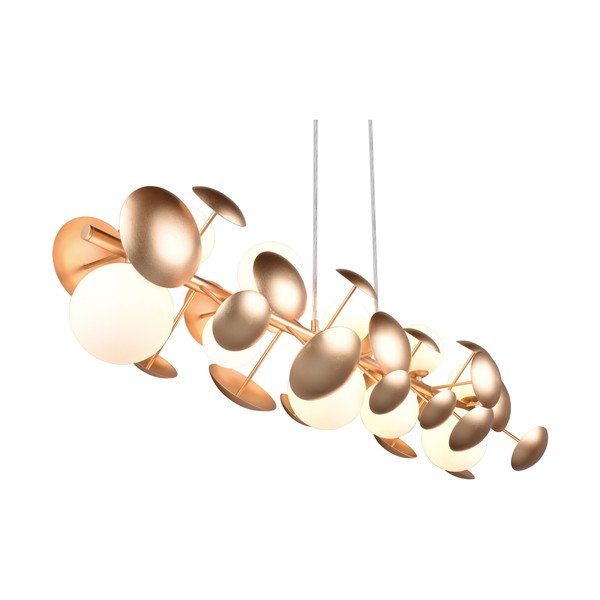 Lampada a sospensione con paralume in vetro bianco-dorato Bubble - Trio Select-image-1