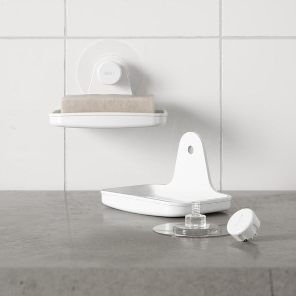 Dispenser di sapone bianco in plastica riciclata senza foratura Flex - Umbra-image-2