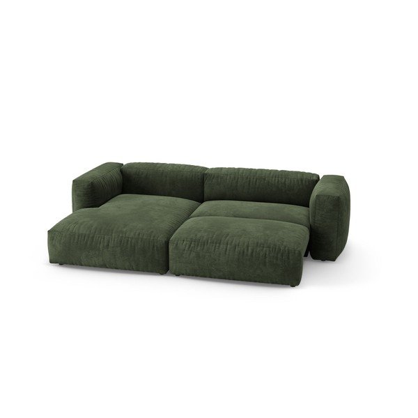 Divano angolare componibile verde allungabile (con penisola a sinistra/con chaise lounge) con rivestimento in velluto – Micadoni -image-3