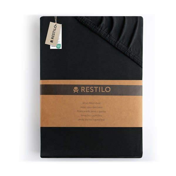 Lenzuolo con angoli nero in jersey 140x200 cm Amber – Restilo-image-4