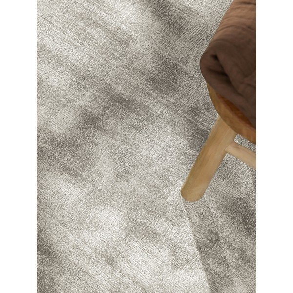 Tappeto rotondo grigio in viscosa tessuto a mano ø 200 cm Noemi – Vikosa-image-3