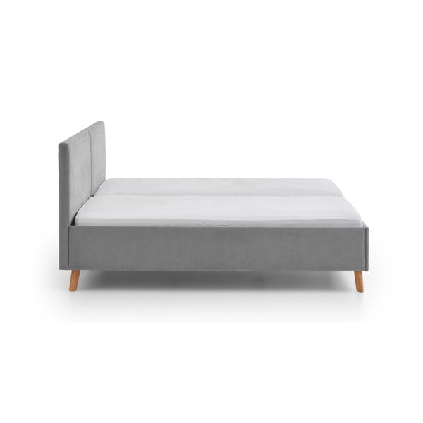 Letto matrimoniale imbottito grigio con rete inclusa 180x200 cm Piano – Meise Möbel-image-2