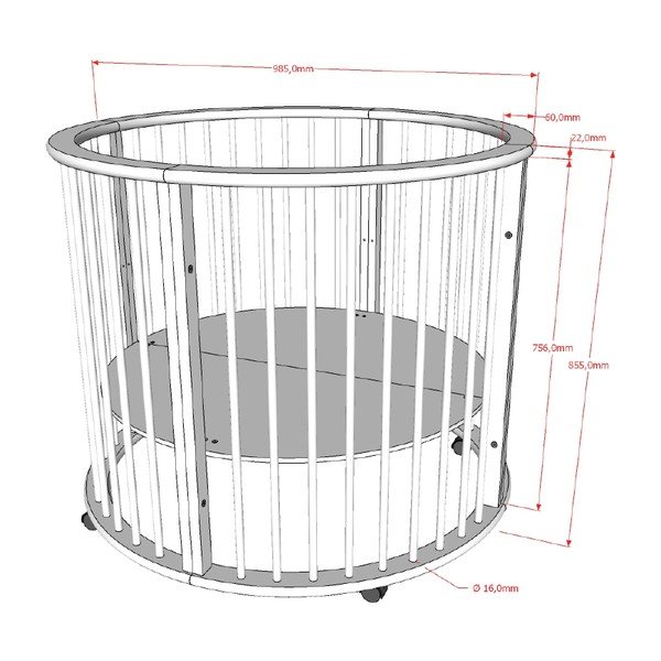 Lettino bianco in faggio massiccio 90x90 cm Dino – Vipack-image-3