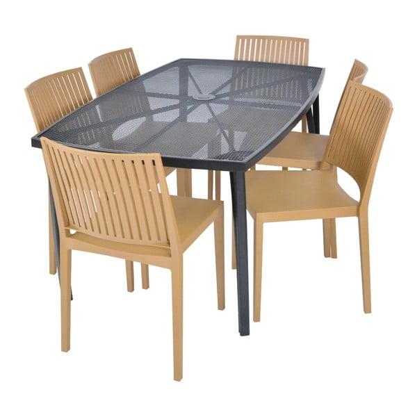 Sedia da giardino in plastica marrone Bars - Rojaplast-image-1