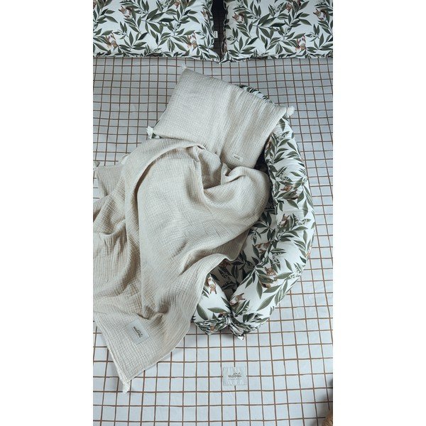 Set di coperte e cuscini in mussola color crema per neonati 100x130 cm Muslin Linen - Malomi Kids-image-1