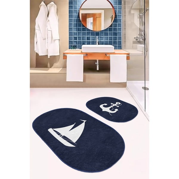 Tappetini da bagno blu in set da 2 100x60 cm - Minimalist Home World-image-1