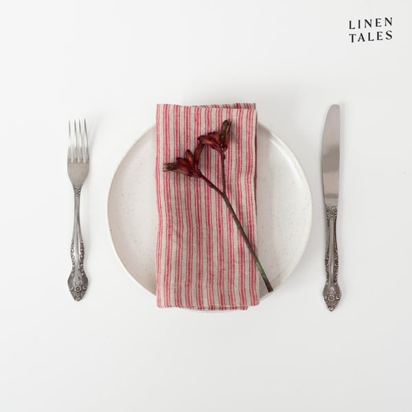Tovaglioli in set da 2 Red Natural Stripes - Linen Tales-image-3