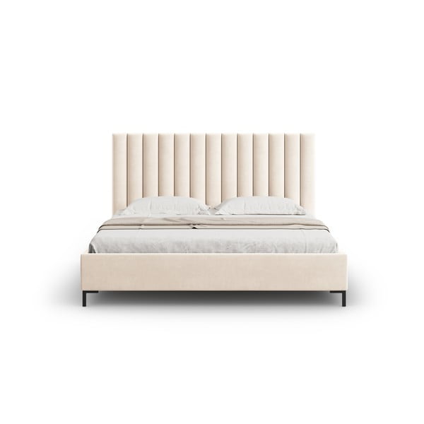 Letto matrimoniale imbottito beige con contenitore con griglia 180x200 cm Casey - Mazzini Beds-image-4