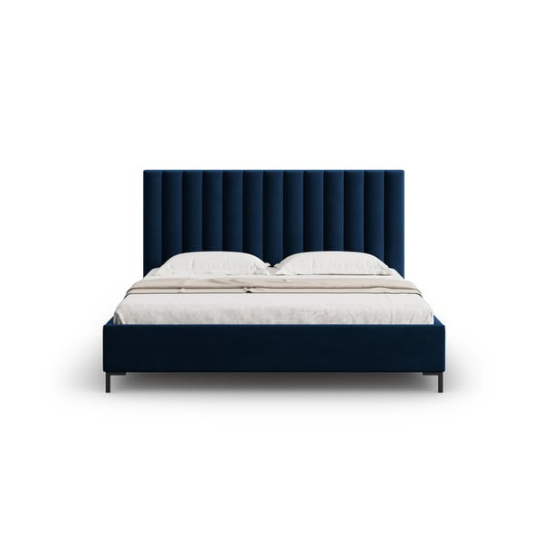 Letto matrimoniale imbottito blu scuro con contenitore con griglia 140x200 cm Casey - Mazzini Beds-image-4