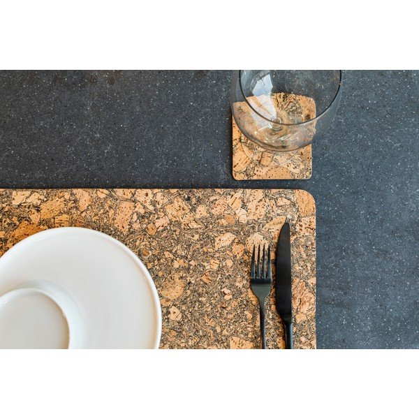 Sottobicchieri in sughero di colore naturale in set di 4 pezzi Querco - ZicZac-image-1