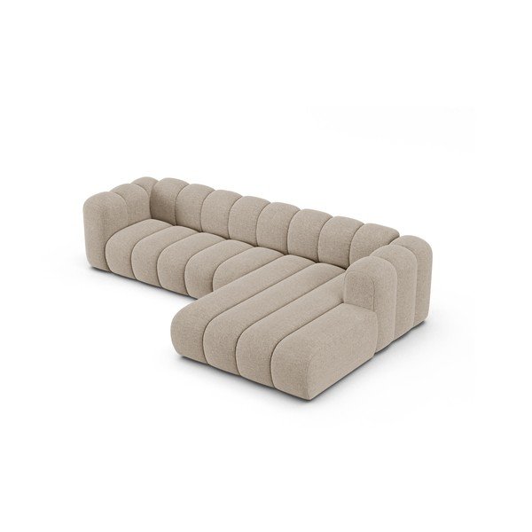 Divano angolare beige (con penisola a destra/con chaise lounge) con rivestimento in ciniglia Lupine – Micadoni -image-2