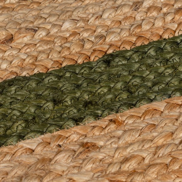 Tappeto verde scuro/di colore naturale in iuta tessuto a mano 160x230 cm Grace Green – Flair Rugs-image-2