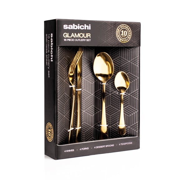 Set di posate da 16 pezzi in oro - Sabichi-image-1