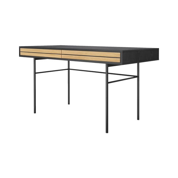 Scrivania nera a righe, 130 x 60 cm - Woodman-image-2