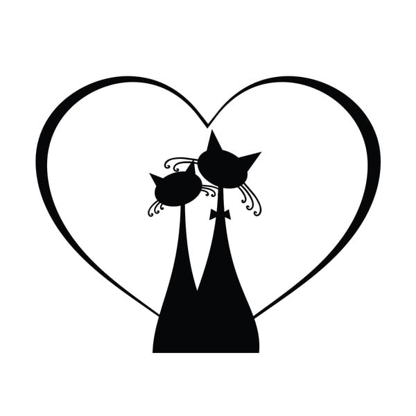 Adesivo nero per interruttore Cat Couple Cat Couple and Heart - Ambiance-image-2