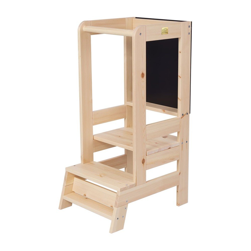 Torre di apprendimento di colore naturale in pino massiccio Montessori – Meowbaby | Torri di apprendimento
