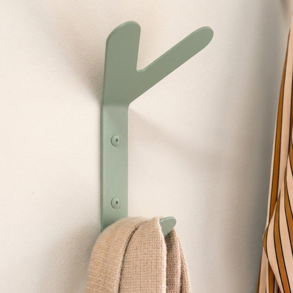 Gancio da parete verde polveroso in acciaio Frondo – Spinder Design-image-1