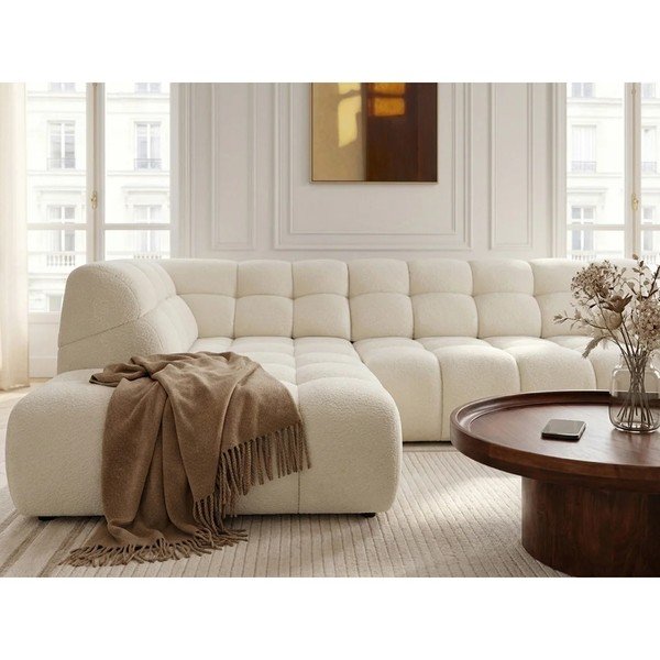 Divano angolare bianco allungabile/con movimento relax elettrico (con penisola a sinistra/a L) Andre – Bobochic Paris-image-4