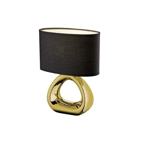 Lampada da tavolo in ceramica e tessuto Gizeh in nero e oro, 34,5 cm - Trio