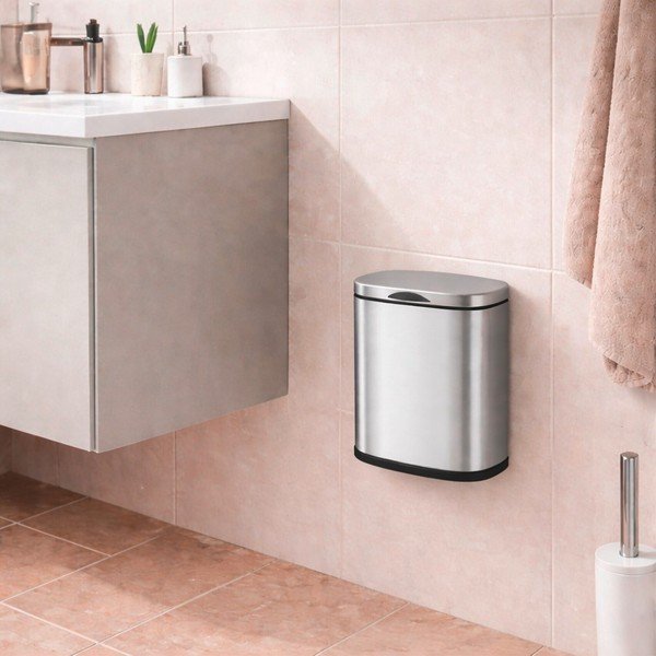 Cestino per la spazzatura color argento opaco in acciaio inox da parete 3 l Sare – Wenko-image-1