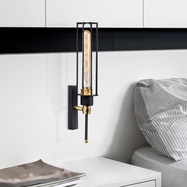 Lampada da parete in nero e oro ø 8 cm Fellini - Opviq lights-image-1