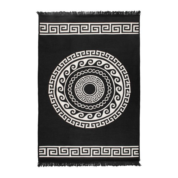 Tappeto bifacciale beige e nero Mandala, 140 x 215 cm - Cihan Bilisim Tekstil