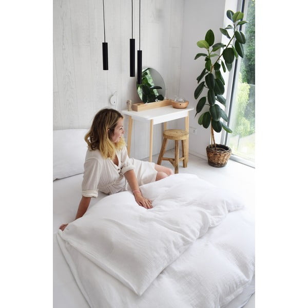 Biancheria da letto in mussola bianca per letto matrimoniale 200x200 cm Plain Muslin - Butter Kings-image-3