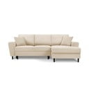 Divano letto in velluto a coste beige, angolo destro Moghan - Micadoni Home