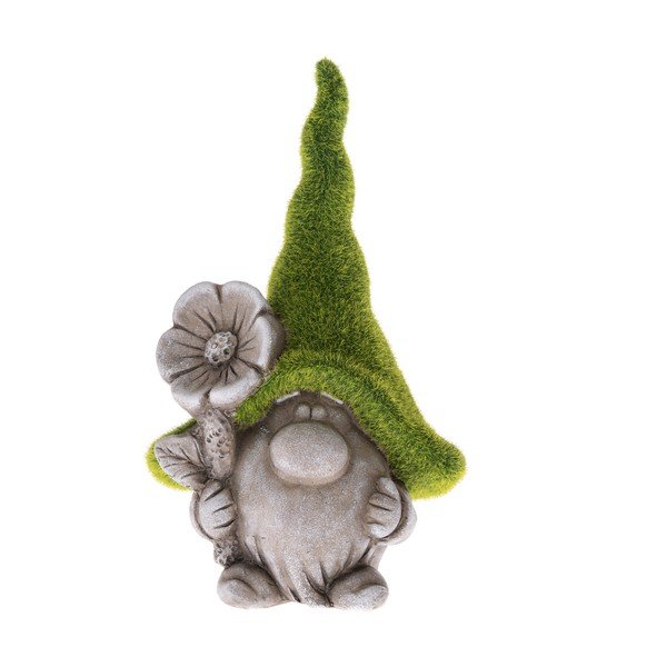 Šedo-zelená keramická dekorace Dakls Gnome, výška 25 cm