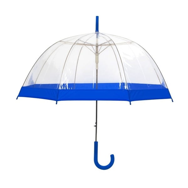 Ombrello nudo trasparente con dettagli blu Bordo a gabbia, ⌀ 85 cm - Ambiance