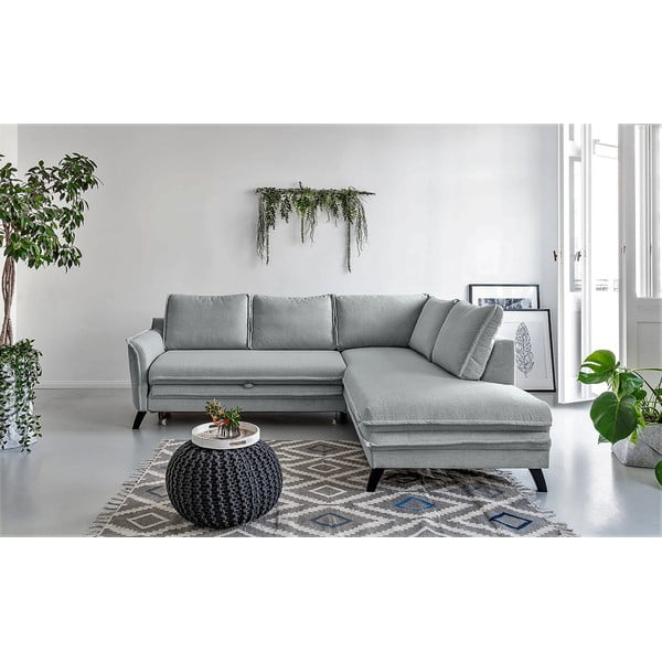 Divano letto angolare grigio chiaro L, angolo destro Charming Charlie - Miuform-image-1