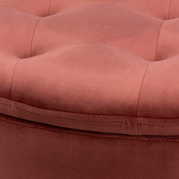 Pouf in velluto rosa corallo , ⌀ 60 cm Retina - Actona-image-2