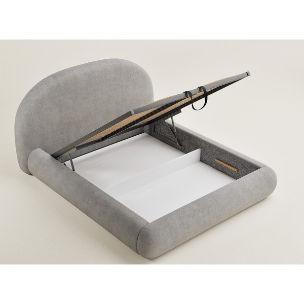 Letto matrimoniale imbottito greige con contenitore con rete inclusa 160x200 cm Maumere – Maison de Rêve-image-3