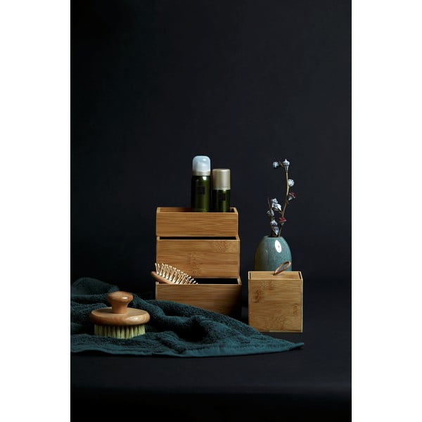 Set di 3 organizer da bagno in bambù colore naturale Terra - Wenko-image-2