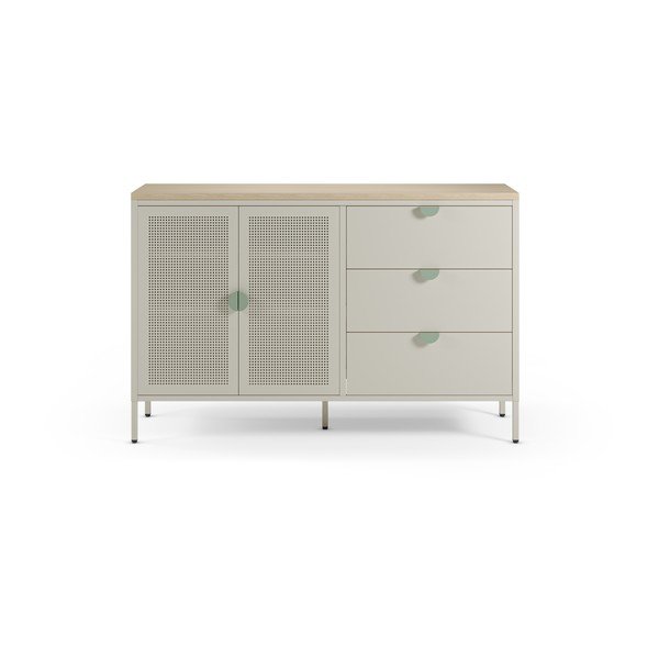 Credenza color crema/di colore naturale in metallo 140x90x40 cm Sayla – Marckeric