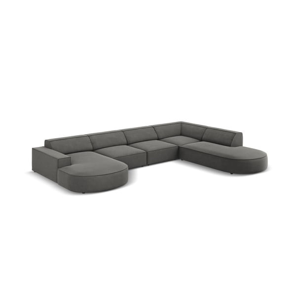 Divano angolare in velluto grigio (angolo destro) Jodie - Micadoni Home-image-4