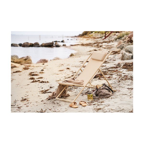 Sdraio da giardino beige in metallo regolabile/pieghevole Curtis – House Nordic-image-1