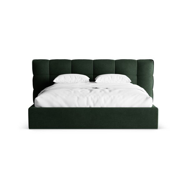 Letto matrimoniale imbottito verde scuro con contenitore con rete inclusa 180x200 cm Eric – Micadoni -image-4