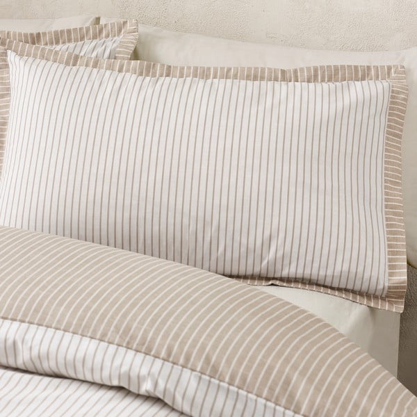 Set copripiumino e federa bianco e beige per letto singolo 135x200 cm Oxford Pinstripe – Catherine Lansfield-image-3