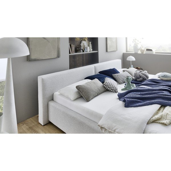 Letto matrimoniale imbottito grigio con contenitore con rete inclusa 200x240 cm Cube – Meise Möbel-image-2
