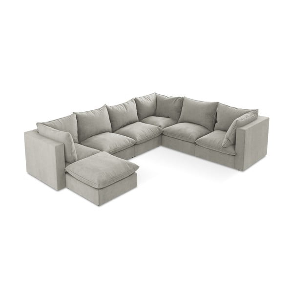 Divano angolare grigio chiaro (con penisola a destra/a U) Manao – Makamii-image-1