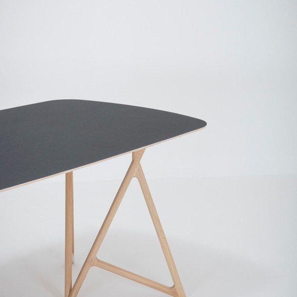 Tavolo da pranzo in rovere massiccio con piano nero , 180 x 90 cm Koza - Gazzda-image-1