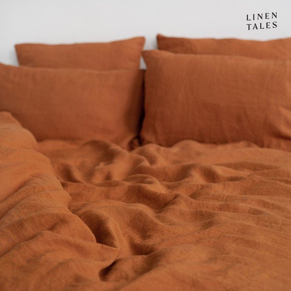 Lenzuolo matrimoniale in lino color mattone 200x220 cm Almond - Linen Tales-image-3