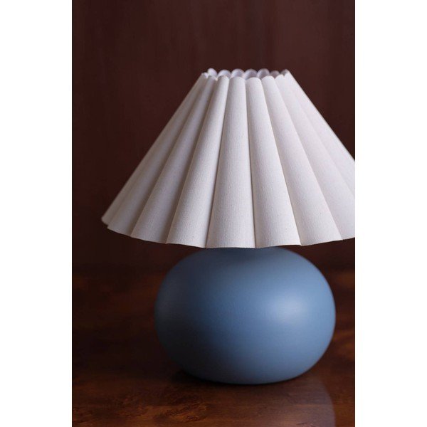 Lampada da tavolo bianca/blu in ceramica (altezza totale 34 cm) Crasso – Jotex-image-2