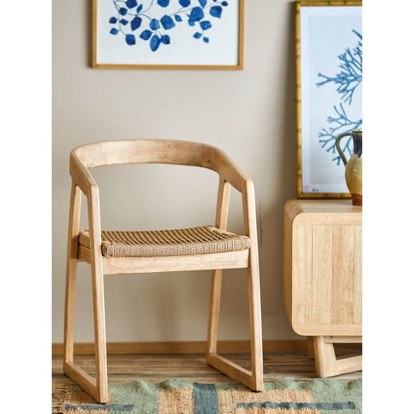 Sedia da pranzo di colore naturale in legno di cauciù massiccio Serrone – Bloomingville-image-1