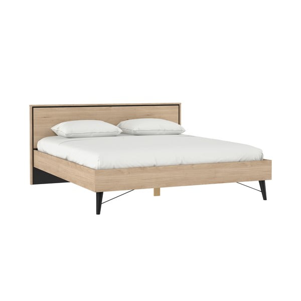 Letto matrimoniale di colore naturale con effetto rovere con rete inclusa 180x200 cm Ry – Tvilum