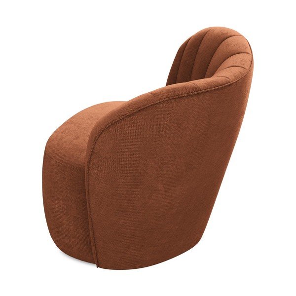 Poltrona color terracotta con rivestimento in ciniglia Keloa – Makamii-image-3