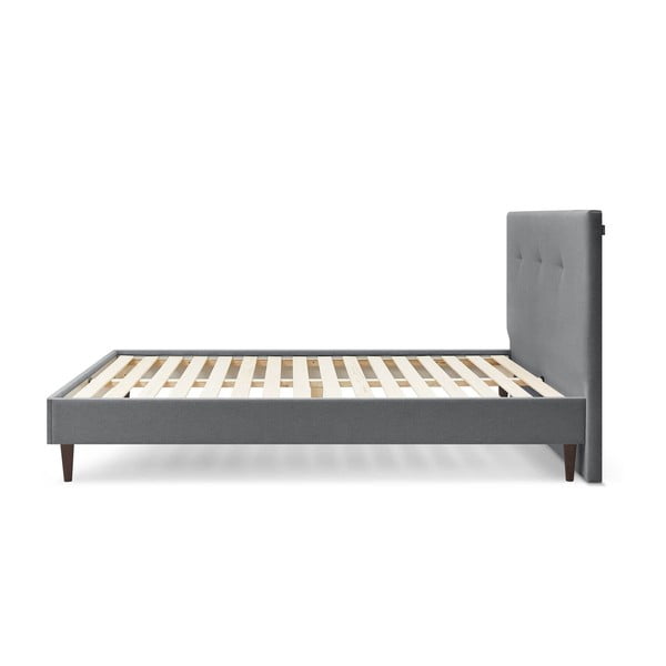Letto matrimoniale imbottito grigio con griglia 160x200 cm Tory - Bobochic Paris-image-2