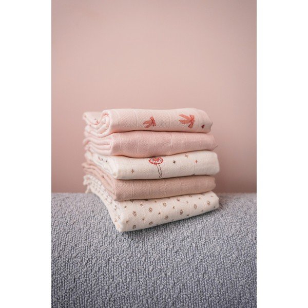 Pannolini rosa/beige in mussola 2 pz 70x70 cm Bows – Cam Cam Copenhagen-image-1