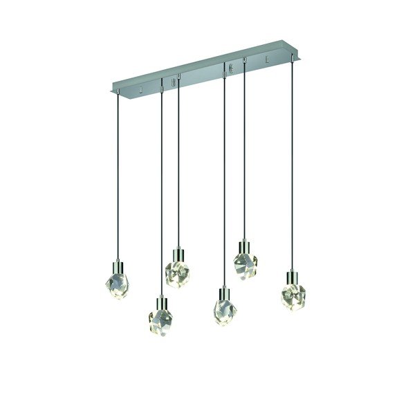 Lampadario LED argentato con paralume in vetro Verano – Trio Select